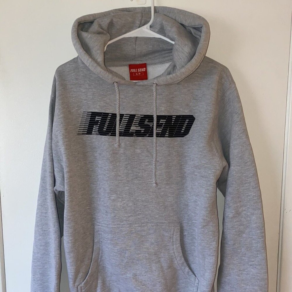 *Gray (Small) "FULL SEND" Spellout Pullover Hoodie. Limited Ed